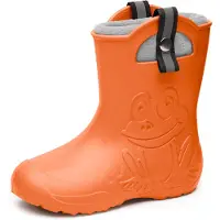 Ladeheid Kinder Regenlaarzen – Lichtgewicht Rubberen – Laarzen – Thermovoering – Meisjes – Jongens – Antislip – Regenlaarzen – Kinder – Oranje (151c) – 34/35 - LA-CA-Frog245