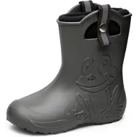 Ladeheid Kinder Regenlaarzen – Lichtgewicht Rubberen – Laarzen – Thermovoering – Meisjes – Jongens – Antislip – Regenlaarzen – Kinder – Carbone – 32/33 - LA-CA-Frog245