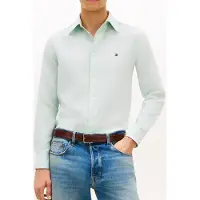 Tommy Hilfiger Linen Blend Dobby Rf Shirt Crushed Mint Maat: S | Casual Overhemden Outlet | Heren | Groen