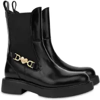 Moschino Chelsea Ankle Boots In City Love Abrasive Calfskin Black Maat: 37 | Laarzen Outlet | Dames | Zwart