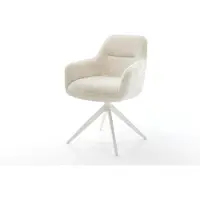 DELIFE Draaistoel Pejo-Flex pluchen crème-wit kruisframe breed wit 360° draaibaar rocker-functie pocketveer kern