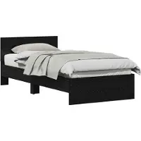 vidaXL Bedframe met Hoofdbord met hoofdeinde Zwart eiken Bewerkt hout