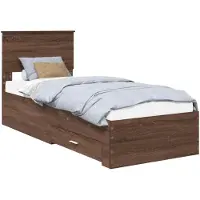 vidaXL Bedframe met lade Bruine Eik en Zilver 75 x 190 cm Bewerkt hout