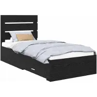 vidaXL Bedframe met lade Zwart Eiken 90 x 200 cm Bewerkt hout