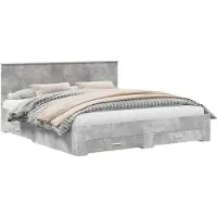 vidaXL Bedframe met lade Beton Grijs 200 x 200 cm Bewerkt hout