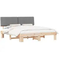vidaXL Bedframe met Gevoerde Hoofdbord Lichtgrijs 200 x 200 cm