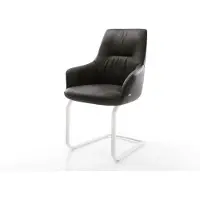 DELIFE Sledemodel Zelia-Flex met armleuning microvelours antraciet vintage sledemodel vlak wit pocketveer kern