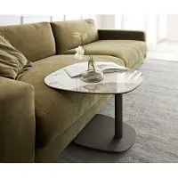 DELIFE Salontafel Elenya 60x60 cm keramiek Minas Melange wit-beige frame effectafwerking titanium