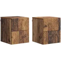 vidaXL Muurbevestigde Nachttafel 2 st Oud hout 34,5 x 33 x 40 cm