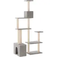 vidaXL Kattentoren met sisal krabpalen Lichtgrijs 177,5 cm