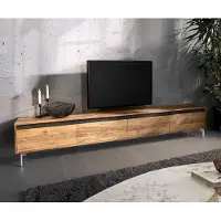 DELIFE Lowboard Stonegrace 240 cm Acacia Natuur 4 Deuren Voet Ovaal Roestvrij Staal