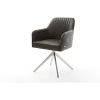 DELIFE Draaistoel Greg-Flex microvelours antraciet vintage kruisframe breed roestvrij staal 360° draaibaar rocker-functie pocketveer kern