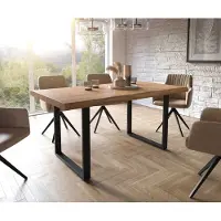 DELIFE Eetkamertafel Edge acacia natuur 160x90 XL skid zwart Live-Edge