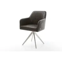 DELIFE Eetkamerstoel Greg-Flex microvelours antraciet vintage kruisframe hoekig roestvrij staal pocketveer kern