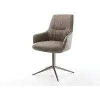 DELIFE Draaistoel Zelia-Flex met armleuning microvelours taupe vintage kruispoot grafiet 360° draaibaar rocker-functie pocketveer kern