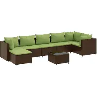 vidaXL 8-delige Loungeset met kussens poly rattan bruin