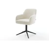 DELIFE Draaistoel Greg-Flex teddy beige kruispoot zwart 360° draaibaar rocker-functie pocketveer kern