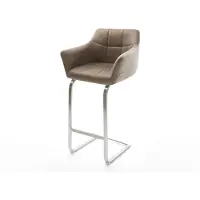 DELIFE Barkruk Yulo-Flex Vintage taupe sledestoel plat roestvrijstaal