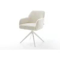 DELIFE Draaistoel Greg-Flex teddy beige kruisframe breed wit 360° draaibaar rocker-functie pocketveer kern
