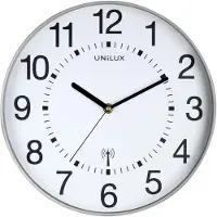 Unilux Wandklok in retro-stijl, model Maxi Wave, diameter 30 cm, metaalgrijs. Verpakking met 5 stuks
