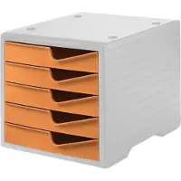 Styro Ladebox styroswing, 5 laden, uittrekstop & verzonken greep, stapelbaar, B 270 x D 340 x H 255 mm, polystyreen, grijs-aprikoos