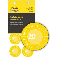 Avery testbadges met jaartal 20xx, Ø 30 mm, PVC-folie op papier, geel
