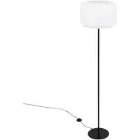 Atmosphera Vloerlamp met linnen kap - Ø37xH150cm - Zwart/Wit