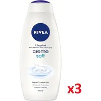 Nivea Bad Verzorging Creme Soft - Milde Geur Toegevoegd Met Amandel Olie - Zachte Gehydrateerde Huid - 3x750ml