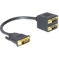 DeLOCK 65051 DVI Adapter [1x DVI-stekker 24+1-polig - 2x DVI-bus 24+1-polig] Zwart 0.20 m