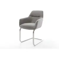 DELIFE Sledemodel Pejo-Flex zachte stof met structuur grijs sledemodel vlak roestvrij staal pocketveer kern