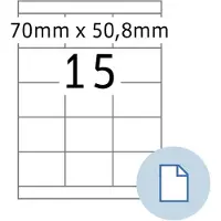 Herma Etiketten 8415, permanente kleefstof, bedrukbaar, B 70 x H 50,8 mm, papier, wit, 7500 stuks/500 vellen