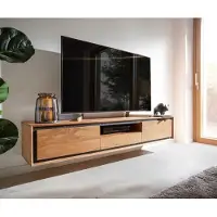 DELIFE Tv-meubel Stonegrace 175 cm acacia natuur 2 deuren 1 legplank 1 lade steenfineer zwevend