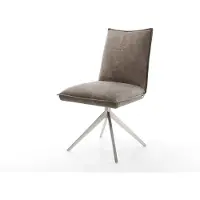 DELIFE Draaistoel Lelio-Flex microvelours taupe vintage kruisframe breed roestvrij staal 360° draaibaar rocker-functie pocketveer kern