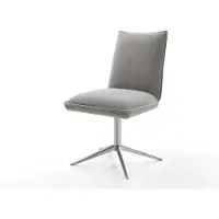 DELIFE Draaistoel Lelio-Flex zachte stof met structuur grijs kruispoot roestvrij staal 360° draaibaar rocker-functie pocketveer kern