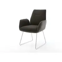 DELIFE Eetkamerstoel Zoa-Flex materiaalmix zwart slipframe roestvrij staal pocketveer kern