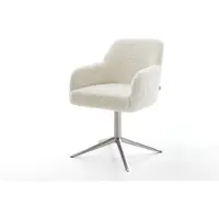 DELIFE Draaistoel Greg-Flex teddy beige kruispoot roestvrij staal 360° draaibaar rocker-functie pocketveer kern