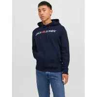 Jack & Jones Sweatshirt 'Marco Bowie' nachtblauw / knalrood / offwhite