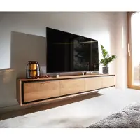 DELIFE Tv-meubel Stonegrace 200 cm acacia natuur 4 deuren steen fineer zwevend