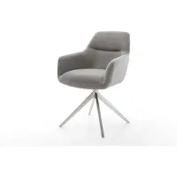 DELIFE Draaistoel Pejo-Flex zachte stof met structuur grijs kruisframe breed roestvrij staal 360° draaibaar rocker-functie pocketveer kern