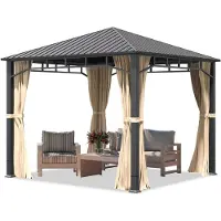 TOOLPORT Tuinpaviljoen Hardtop Sunset Superior, crème, 3x3 m