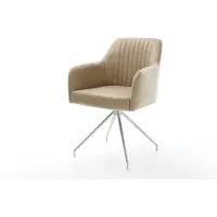 DELIFE Eetkamerstoel Greg-Flex microvelours beige vintage kruisframe conisch roestvrij staal pocketveer kern