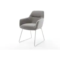 DELIFE Eetkamerstoel Pejo-Flex zachte stof met structuur grijs slipframe roestvrij staal pocketveer kern