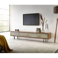 DELIFE TV-meubel Juwelo 200 cm acacia natuur steenfineer metaal zwart