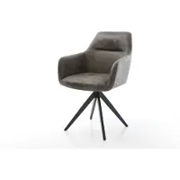 DELIFE Eetkamerstoel Pejo-Flex microvelours grijs antiek kruisframe hoekig zwart pocketveer kern