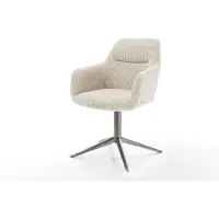 DELIFE Draaistoel Pejo-Flex koord beige kruispoot grafiet 360° draaibaar rocker-functie pocketveer kern