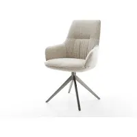 DELIFE Draaistoel Zelia-Flex met armleuning geweven stof beige kruisframe breed grafiet 360° draaibaar rocker-functie pocketveer kern
