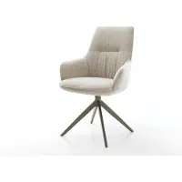 DELIFE Draaistoel Zelia-Flex met armleuning geweven stof beige kruisframe breed afwerking met titanium 360° draaibaar rocker-functie pocketveer kern