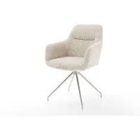 DELIFE Eetkamerstoel Pejo-Flex koord beige kruisframe conisch roestvrij staal pocketveer kern