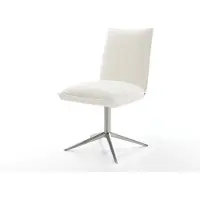 DELIFE Draaistoel Lelio-Flex bouclé zacht beige kruispoot roestvrij staal 360° draaibaar rocker-functie pocketveer kern