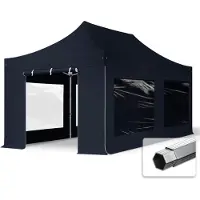 TOOLPORT 3x6 m Easy up partytent PVC met zijwanden (4 panorama), PROFESSIONAL alu 40mm, zwart
